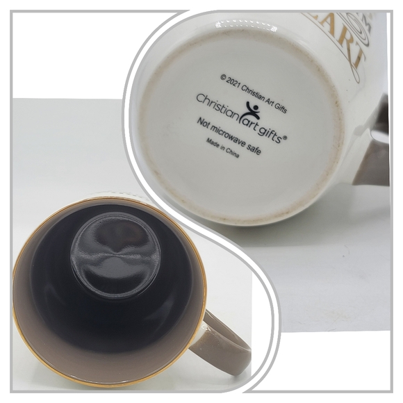 Christian Art Gifts Scripture Mugs Pair Bible Verse Gold Lettering Ceramic Cups - Picture 5 of 11